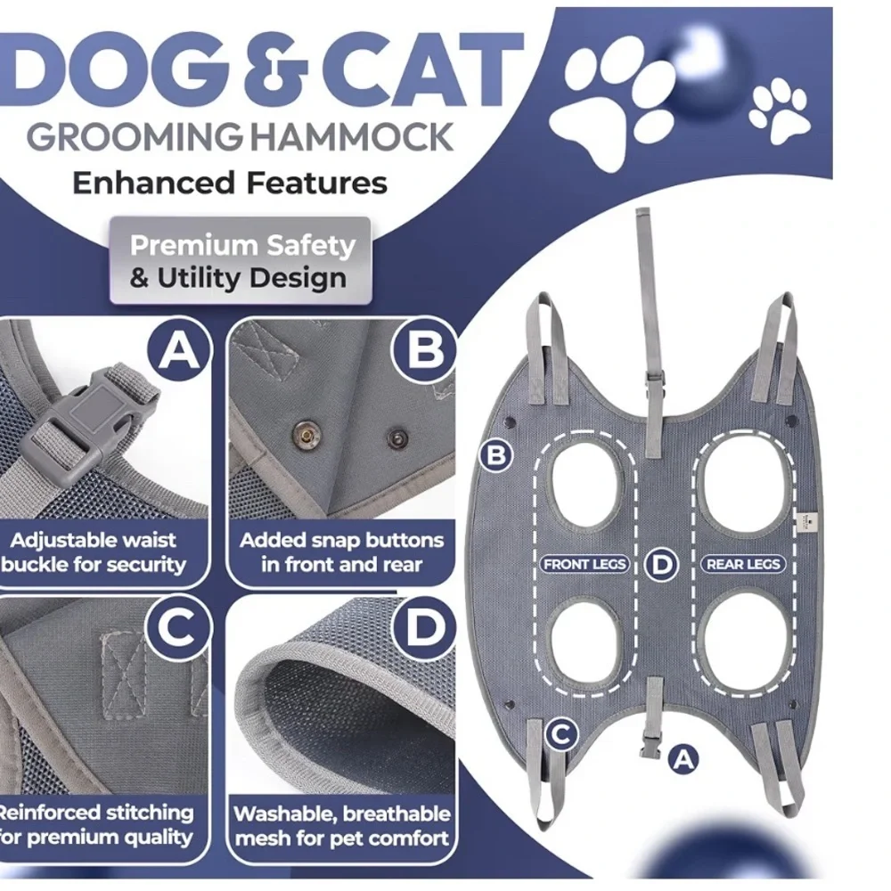 🫶🏻 Doodle Tail Designs Gray Dog Grooming Hammock